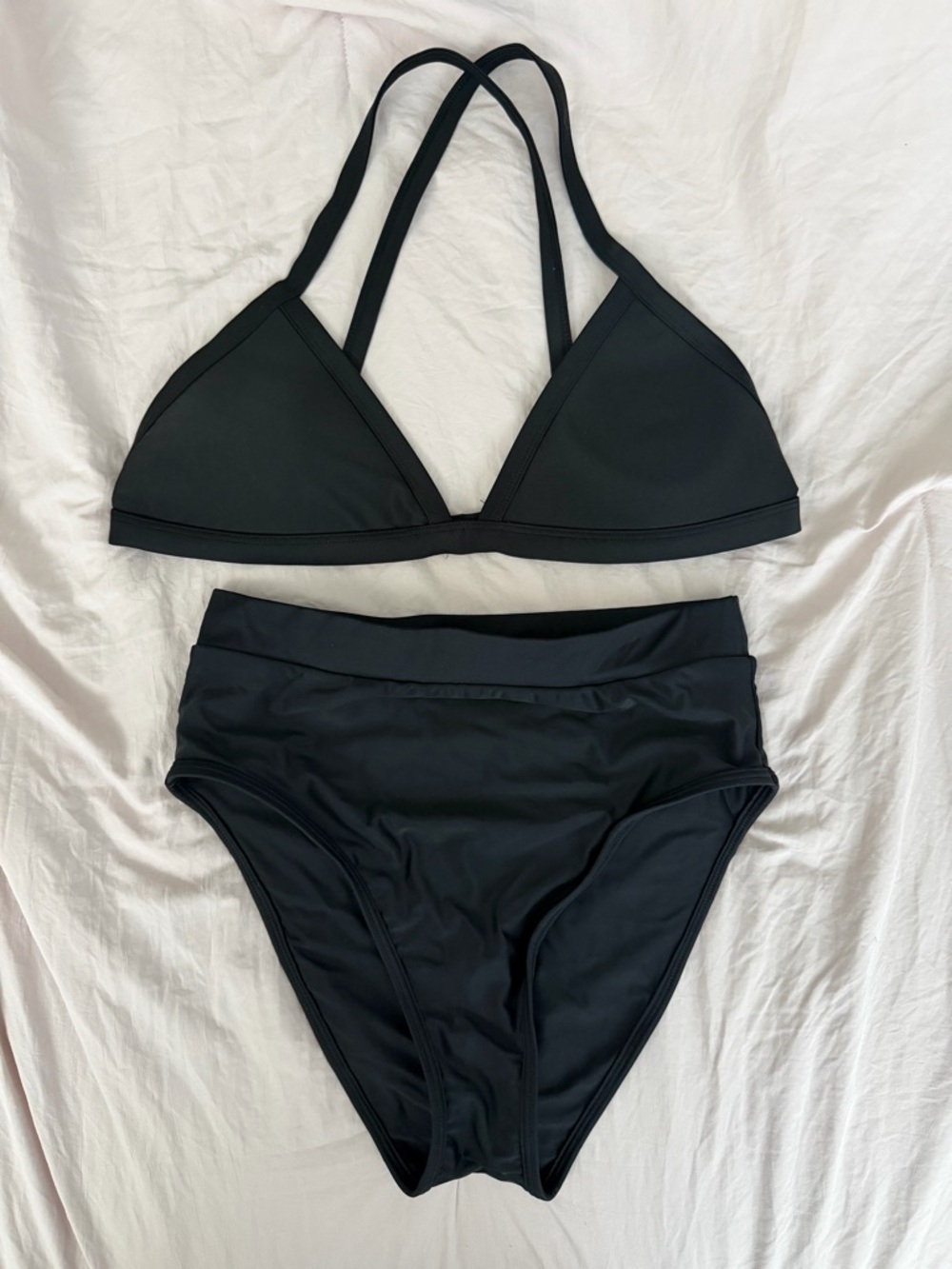 Women's Black High-Waist Bikini Set - Stylish Two-Piece Swimwear